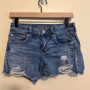 American Eagle Outfitters Women's Ripped Blue Jean Shorts
